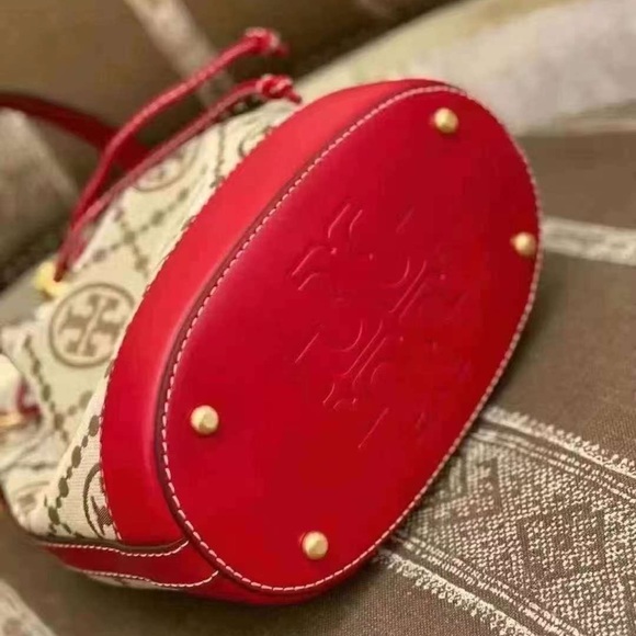 Tory Burch T Monogram Jacquard Bucket Bag, Hazelnut, Style 84336 - Picture 4 of 9